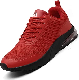 Luftkissen Laufschuhe Herren Sportschuhe rutschfeste Dämpfung Turnschuhe Damen Joggingschuhe Outdoor Straßenlaufschuhe Rot,43 EU