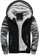 VSUSN Herren Hoodie mit Reißverschluss Fleece Innenseite Kapuzenpullover Winter Warm Hoodie Pullover mit Kapuze Verdickte Kapuzenjacke Sweatjacke Winterjacke (Armeegrau/Schwarz, M)