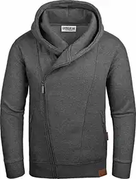 Herren Kapuzenpullover mit schrägem Reissverschluss in anthrazit, S, GEC016