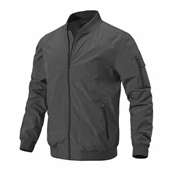 donhobo Herren Bomberjacke Leichte Übergangsjacke Fliegerjacke Blouson Grau
