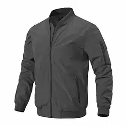 Herren Leichte Übergangsjacke Bomber Jacke Frühling Herbst Fliegerjacke Männer Pilotenjacke Baseball Blouson Outdoorjacke Windjacke (Grau, S)