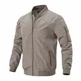 Herren Bomberjacke Leichte Übergangsjacke Militär Fliegerjacke Stehkragen Herbst Frühling Blouson Pilotenjacke Outdoor Windjacke (Khaki, XXL)