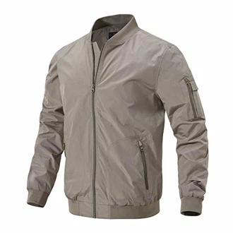 donhobo Herren Bomberjacke Leichte Übergangsjacke Fliegerjacke Blouson Khaki