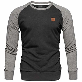 REPUBLIX Herren Basic College Sweatjacke Pullover Hoodie Sweatshirt (R5040) Schwarz/Anthrazit (R5040)