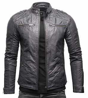 Crone Meo Herren Lederjacke Cleane Basic Echtleder Jacke Grey Crone Meo Herren Lederjacke Cleane Basic Echtleder Jacke Grey