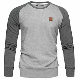Herren Basic College Sweatjacke Pullover Hoodie Sweatshirt R5040 Hellgrau/Anthrazit M