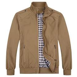 Allthemen Herren Jacke mit Stehkragen Übergangsjacke Herbst Freizeit Sportjacke Bomberjacke (#1601, #7533) Khaki (7533)