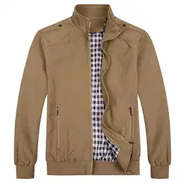 Herren Jacke mit Stehkragen Übergangsjacke Herbst Freizeit Sportjacke Bomberjacke #7533 Khaki M