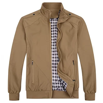 Allthemen Herren Jacke mit Stehkragen Übergangsjacke Herbst Freizeit Sportjacke Bomberjacke (#1601, #7533) Khaki (7533)