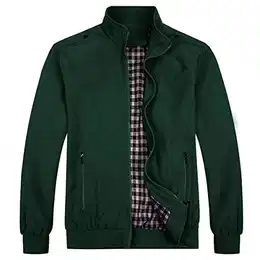 Herren Jacke mit Stehkragen Übergangsjacke Herbst Freizeit Sportjacke Bomberjacke #7533 Grün M