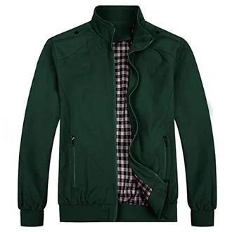 Allthemen Herren Jacke mit Stehkragen Übergangsjacke Herbst Freizeit Sportjacke Bomberjacke (#1601, #7533) Grün (7533)