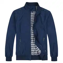 Herren Jacke mit Stehkragen Übergangsjacke Herbst Freizeit Sportjacke Bomberjacke #7533 Dunkelblau M