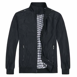 Allthemen Herren Jacke mit Stehkragen Übergangsjacke Herbst Freizeit Sportjacke Bomberjacke (#1601, #7533) Schwarz (7533)