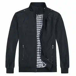 Herren Jacke mit Stehkragen Übergangsjacke Herbst Freizeit Sportjacke Bomberjacke #7533 Schwarz L
