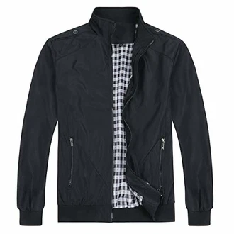 Allthemen Herren Jacke mit Stehkragen Übergangsjacke Herbst Freizeit Sportjacke Bomberjacke (#1601, #7533) Schwarz (7533)