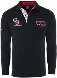Casual Herren Longsleeve Langarmshirt Sweatshirt Poloshirt Regular Fit mit Hochwertigen Stickerei 3433,Schwarz,M