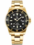 Alienwork Armbanduhr Herren Damen Kalender Datum schwarz/Gold