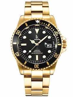 Alienwork Armbanduhr Herren Damen Kalender Datum schwarz/Gold Alienwork Armbanduhr Herren Damen Kalender Datum schwarz/Gold