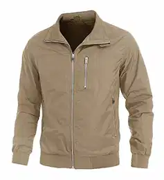 Leichte Bomberjacke Herren Sommer Blouson Jacket Stehkragen mit Innentasche Herrenjacke Dünne Männer Jacke Winddicht Sportjacke Khaki M