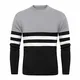 KEFITEVD Strickpullover Herren Warm Vintage Winterpullover Rundhals Outdoor Pullover mit Streifen Muster Männer Arbeitspullover Jagd Work Strick Pullis Winter Grau M
