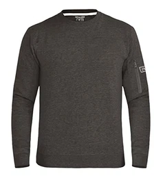 ® Herren Fleece Rundhals Sweatshirts, Langarm Pullover mit Reißverschluss Armtasche (Holzkohle, M)