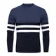 KEFITEVD Winter Pullover Herren Rundhals mit Streifen Pulli Sommer Herbst Übergangs Pullover Warm Weich Strickpullover Baumwolle Norweger Arbeitspullover Denimblau M
