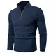 KEFITEVD Pullover Herren Stehkragen 1/4 Zip Sweater Stretch Winterpulli Sweatshirt Lässig Arbeitspullover Robust Winter Oberteil Business Longsleeve Männer Denimblau M