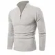 KEFITEVD Troyer Herren Warm Herrenpullover Winter Strickpullover Quarter Zip Atmungsaktiv Work Pullover Jagdpullover Strick Pullis Männer Angeln Golf Sweatshirt Hellgrau M