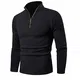 KEFITEVD Troyer Pullover Herren Strickpullover Winterpulli Warm Stretch Pullover Half Zip Outdoor Arbeitspullover Jagdkleidung Herbstpullover Männer Schwarz M