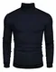 COOFANDY Rollkragen Pullover Herren Freizeit Feinstrick Sweater Slim Fit Langarm Pulli Marine Blau M