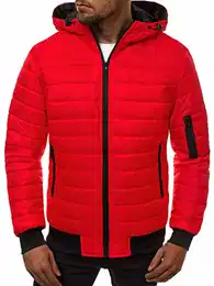 Herren Übergangsjacke Jacke Übergang Jacken Herbst Bomberjacke Stehkragen Kapuze Steppjacke Kapuzenjacke Leichte Outdoor Puffer Jacket Gepolstert JS/MY13Z ROT M