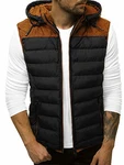 OZONEE Herren Weste Steppweste Kapuze Vest Übergangsjacke Bodywarmer Outdoor (777) SCHWARZ (777/3564KA)