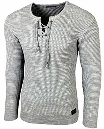Herren Pullover Slim Fit Rundhals Strick-Pullover Rundkragen Moderner Longsleeve in Feinstrick BB-52132, Farbe:Grau, Größe:M