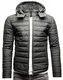Crone Venice Herren Eco-Lederjacke Vegane Basic Steppjacke Jacke mit Kapuze (L, Matt Schwarz (Ecoleder))