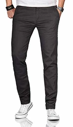 Herren Designer Chino Stoff Hose Chinohose Stretch Regular Fit [MM-002-Anthrazit-W30-L30]