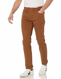 Herren Stretchjeans, Schmale Passform, Dunkles Khakibraun, 32W / 32L