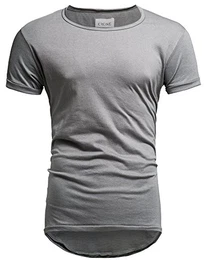 Keno Herren Kurzarm Rundhals Basic Oversize Slim Fit T-Shirt in vielen Farben (M, Grau)