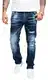 Rock Creek Herren Jeans Regular Fit Stretch Jeans Männerhose Herrenjeans Denim Hosen Herrenhose Straight Cut Stonewashed RC-3104 Blau W30 L32