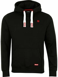 Herren Kapuzenpullover RIVLinus Hoodie Sweatshirt Pullover Kapuze Kängurutaschen Regular Fit Einfarbig Baumwolle Schwarz M, Größe:M, Farbe:Black-Formula Red