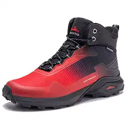 Herren Warme Gefütterte Winterschuhe Winterstiefel Wasserdicht Wanderschuhe Trekkingschuhe Draussen Schneestiefel (Rot,43)
