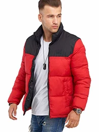 Herren Winterjacke Steppjacke mit Stehkragen (M, Tango Red)