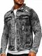 BOLF Herren Übergangsjacke Jeansjacke mit Reverskragen Trucker Jacket Freizeitjacke Denim Vintage Classic M.SARA AK588 Grau M [4D4]