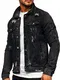 BOLF Herren Übergangsjacke Jeansjacke mit Reverskragen Trucker Jacket Freizeitjacke Denim Vintage Classic M.SARA AK588 Schwarz M [4D4]