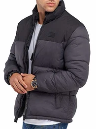 Herren Winterjacke Steppjacke mit Stehkragen (M, Asphalt)