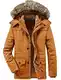 FTCayanz Herren Warme Winterjacke Parka Lang Wintermantel Mit Kunstfell Kapuze Outdoor Gefütterte Steppjacke Jacke Orange M