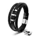 SERASAR Lederarmband für Männer 17cm Schwarz Silber Herren-Armband Leder-Armreif Herren-Lederband Herrenarmreif Armschmuck Leder-Schmuck Herren-Schmuck Armkette Flecht-Armband Leder-Wickelarmband