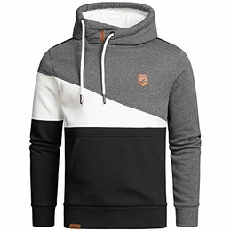 Herren Basic Kapuzenpullover Sweatjacke Pullover Hoodie Sweatshirt 4060 Anthrazit/Weiß/Schwarz M