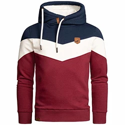Amaci&Sons Herren Basic Kapuzenpullover Sweatjacke Pullover Hoodie Sweatshirt(4052) Navyblau/Weiß/Bordeaux