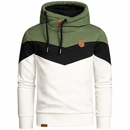 Herren Basic Kapuzenpullover Sweatjacke Pullover Hoodie Sweatshirt 4052 Grün/Schwarz/Weiß M