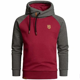 Herren Basic Kapuzenpullover Sweatjacke Pullover Hoodie Sweatshirt 4053 Bordeaux/Anthrazit M